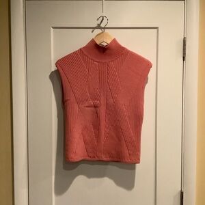 Express Coral Sleeveless Turtleneck Sweater